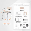 Commode Chair, Bedside Commode with Padded Seat, Drop-Down Arms, 7-Level Adjustable Height, 5.8L Removable Bucket, Easy to Assemble, 350LBS Capacity, Portable Toilet for Adults Seniors