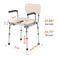 Commode Chair, Bedside Commode with Padded Seat, Drop-Down Arms, 7-Level Adjustable Height, 5.8L Removable Bucket, Easy to Assemble, 350LBS Capacity, Portable Toilet for Adults Seniors
