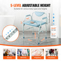 Commode Chair, Bedside Commode with Drop-Down Arms and Detachable Backrest, 5-Level Adjustable Height, 7L Removable Bucket, Easy to Assemble, 1000LBS Capacity, Portable Toilet for Adults Seniors