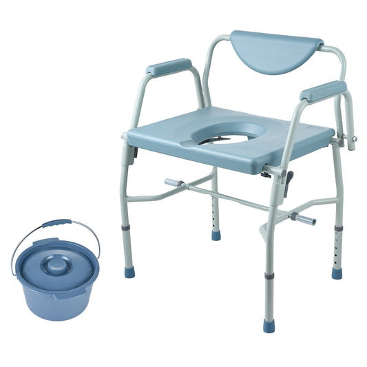 Commode Chair Bedside Portable Toilet 5-Level Height Adjustable 1000LBS