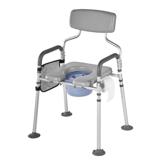 Bedside Commode Chair 227kg Capacity 4-in-1 Portable Toilet Padded