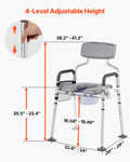Bedside Commode Chair 227kg Capacity 4-in-1 Portable Toilet Padded