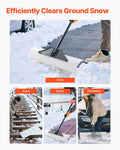 Snow Pusher Shovel 76cm HDPE Plastic Blade Metal Edge Winter Driveway