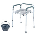Commode Chair, Bedside Commode with Padded Seat and Arms, 7-Level Adjustable Height, 5.8L Removable Bucket, Easy to Assemble, 350 LBS Capacity, Raised Toilet Seat for Adults Seniors