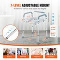 Commode Chair, Bedside Commode with Padded Seat and Arms, 7-Level Adjustable Height, 5.8L Removable Bucket, Easy to Assemble, 350 LBS Capacity, Raised Toilet Seat for Adults Seniors