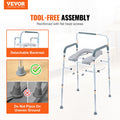 Commode Chair, Bedside Commode with Padded Seat and Arms, 7-Level Adjustable Height, 5.8L Removable Bucket, Easy to Assemble, 350 LBS Capacity, Raised Toilet Seat for Adults Seniors