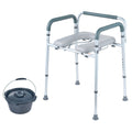 Commode Chair, Bedside Commode with Padded Seat and Arms, 7-Level Adjustable Height, 5.8L Removable Bucket, Easy to Assemble, 350 LBS Capacity, Raised Toilet Seat for Adults Seniors