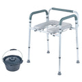 Commode Chair, Bedside Commode with Padded Seat and Arms, 7-Level Adjustable Height, 5.8L Removable Bucket, Easy to Assemble, 350 LBS Capacity, Raised Toilet Seat for Adults Seniors