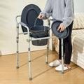 Commode Chair, Bedside Commode with Wider Toilet Seat, 7-Level Adjustable Height, 5.8L Removable Bucket, Easy to Assemble, 350 LBS Capacity, Raised Toilet Seat for Adults Seniors