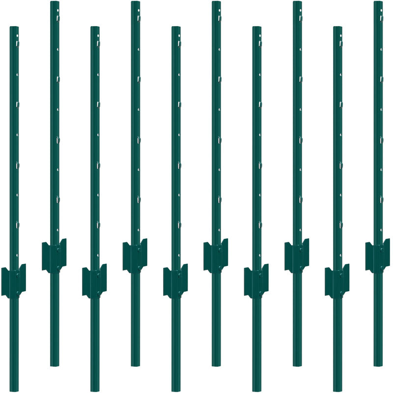 3ft U-Channel Fence Posts 10 Pack Steel Green Heavy Duty