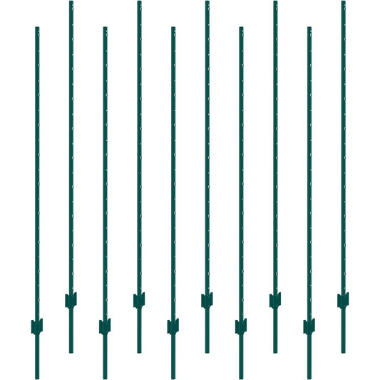 6ft Fence Post U-Channel 10 Pack Heavy Duty Steel Green