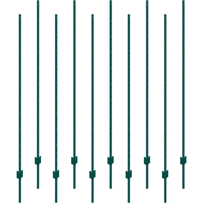 6ft Fence Post U-Channel 10 Pack Heavy Duty Steel Green