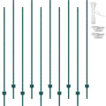 7 Feet Fence Post, 10 Pack U-Channel Heavy Duty Metal Fence Posts, Sturdy Steel Fence Stakes for Garden Yard, Lawn, Farms and Outdoor Wire Fencing, Green