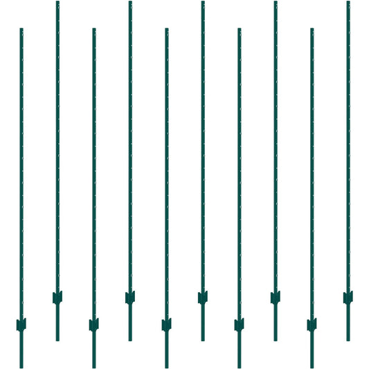 7ft Fence Posts 10 Pack U-Channel Steel Metal Green Garden Yard