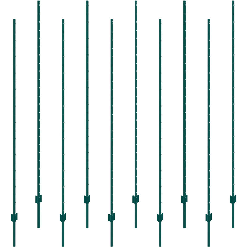 7ft Fence Posts 10 Pack U-Channel Steel Metal Green Garden Yard