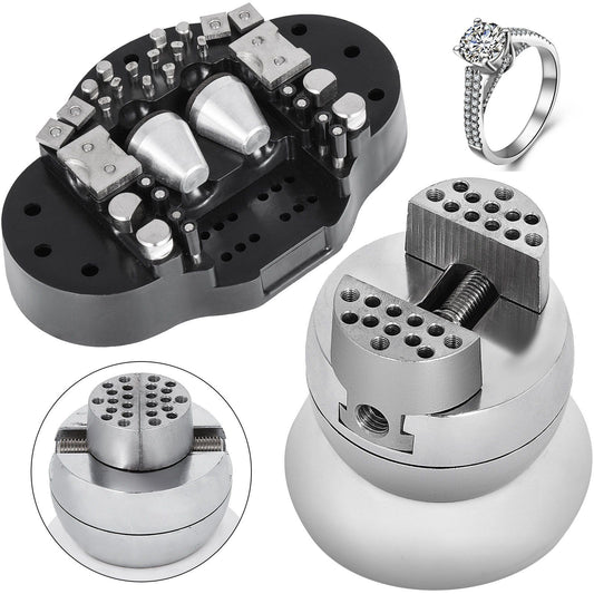 Ball Vise, 3" Engraving Setting Tool, 360° Rotation Engraving Block Vise, 30 PCS Attachment Jewelry Engraving Block Tools Standard Block for Gemstone Inlay and Small-Scale Engraving