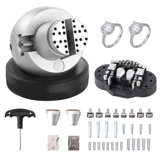 Ball Vise, 5" Engraving Setting Tool, 360° Rotation Engraving Block Vise, 35 PCS Attachment Jewelry Engraving Block Tools Standard Block for Gemstone Inlay and Small-Scale Engraving