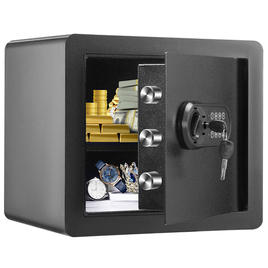 Safe 1.2L Steel Home Cash Gold Security Box 15.8x11.8x13.8