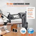 Multi-Directional Microscope with Spring Bracket, 7X-45X Magnification Jewelry Microscope, Micro Jewelry Inlaid Stand with Integrated USB Ring LED Light and 360° Ball Vise, for Jewelry Inlay
