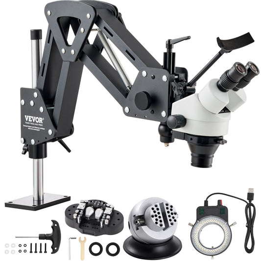 Microscope 7X-45X Magnification USB LED Jewelry Loupe Stand Ball Vise