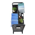 Library Book Cart 150kg Capacity Double Sided W-Shelves Black