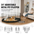 Dog Playpen, 8 Panels Foldable Metal Dog Exercise Pen with Bottom Pad, 24
