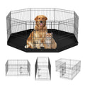 Dog Playpen, 8 Panels Foldable Metal Dog Exercise Pen with Bottom Pad, 24