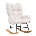 Nursing Rocking Chair 250kg Teddy Fabric Glider Rocker Ivory