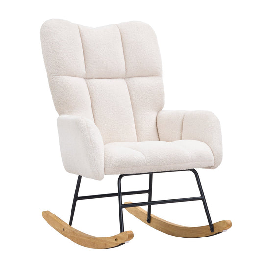 Nursing Rocking Chair 250kg Teddy Fabric Glider Rocker Ivory