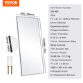 Full Length Mirror 1800x785mm Black Aluminium Frame Tempered Glass