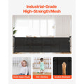 Retractable Baby Gate, 870 mm Tall, Extends up to 2800 mm Wide, Retractable Gate for Kids or Pets, Mesh Material, Easy to Install for Indoor Stairs, Doorways, Hallways, Playrooms, Black