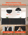 VEVOR Retractable Baby Gate 870mm Tall 2800mm Wide Mesh Black