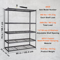 5-Tier Heavy Duty Garage Shelving Unit 2000lbs 60x24x78 Black