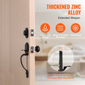 Front Door Handle Deadbolt Set Matte Black Single Cylinder 80 Char
