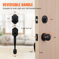 Front Door Handle Deadbolt Set Matte Black Single Cylinder 80 Char