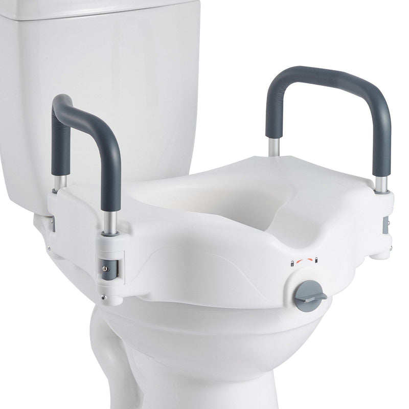 Raised Toilet Seat with Arms 136kg Load Capacity 127mm Lift