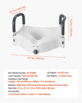 Raised Toilet Seat with Arms 136kg Load Capacity 127mm Lift