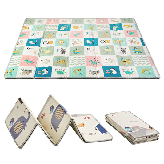 Baby Play Mat, 71""x79"" Extra Large Baby Crawling Mat, Non-Slip One-Piece Foam Baby Playmat, Foldable Reversible Floor Mat with Travel Bag, Waterproof Activity Playmat for Babies Toddlers Infants