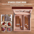 Cigar Humidor, Glass Top Cigar Humidor Box, Handmade Spanish Cedar Wood Cigar Desktop Box, Cigar Storage Case with Humidifier, Hygrometer, Divider and Accessory Drawer, 20-35 Cigars