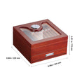 Cigar Humidor, Glass Top Cigar Humidor Box, Handmade Spanish Cedar Wood Cigar Desktop Box, Cigar Storage Case with Humidifier, Hygrometer, Divider and Accessory Drawer, 20-35 Cigars