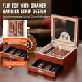 Cigar Humidor Box Spanish Cedar 20-35 Cigars Glass Top Hygrometer