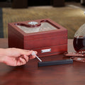 Cigar Humidor Box Spanish Cedar 20-35 Cigars Glass Top Hygrometer