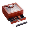 Cigar Humidor Box Spanish Cedar 20-35 Cigars Glass Top Hygrometer