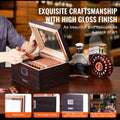 50 Cigar Humidor Glasstop Cedar Cigar Box Humidifier & Hygrometer & Drawer
