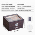 50 Cigar Humidor Glasstop Cedar Cigar Box Humidifier & Hygrometer & Drawer
