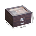 50 Cigar Humidor Glasstop Cedar Cigar Box Humidifier & Hygrometer & Drawer