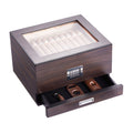 50 Cigar Humidor Glasstop Cedar Cigar Box Humidifier & Hygrometer & Drawer
