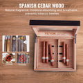 50 Cigar Humidor Cedar Glasstop Box Humidifier Hygrometer Drawer