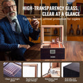 50 Cigar Humidor Cedar Glasstop Box Humidifier Hygrometer Drawer