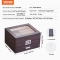 50 Cigar Humidor Cedar Glasstop Box Humidifier Hygrometer Drawer